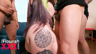 Bukkake Gangbang Flourish Style Feat Green Haired PAWG Olivia Heavy Cumshots