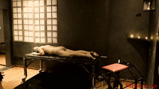 Sadistic femdom whipping her submissive