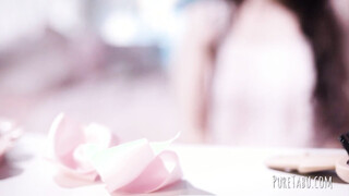 Timid girl spreading legs for tongue & shaft