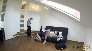 Hoe rides stranger's phallus while cuckold watches this