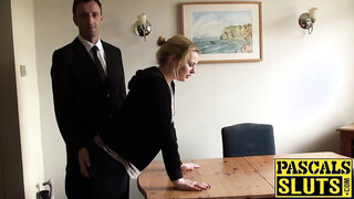 Wicked chubby chick fucks rough & hard with an older dom