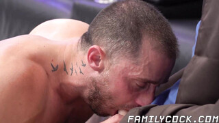 Kinky stepson tries rimming step dad before bareback fucking