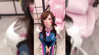 Hottie Cosplay D.Va from Overwatch & Sucks Cock till Facial