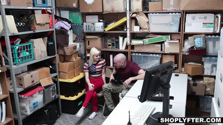 Blonde shoplifter is screwed in front of her Boyfriend to escape the law