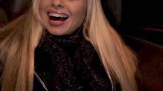 Slutty blonde ravaged in a public bathroom