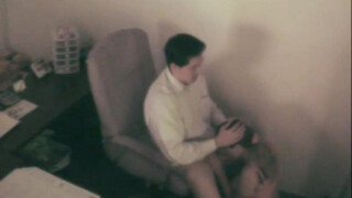 Office bitch sucks on asian dudes prick