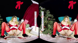 Santa's naughty helper Stephanie West sits on your meat for Xmas