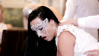 Sexy girls with masks screwed in the butt in anonymous glamour group sex