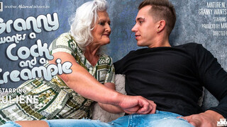 Grandma Juliene is begging for a creampie from her toyboy