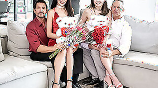 DAUGHTER SWAP Valentines Day Daughter Group Sex - Aften Opal & Hime Marie