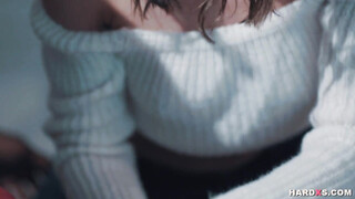 Babe rides a huge black dick & she wants to taste his load