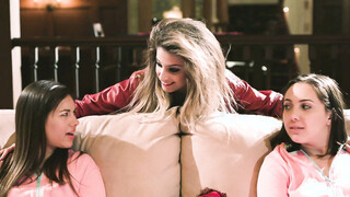 Stepsisters watching porn video on movie night