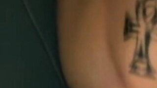 Dirty guy Justin oozed cum after wanking his long hard prick in the bathroom