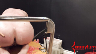 Bound suspended waxed assfucking sub