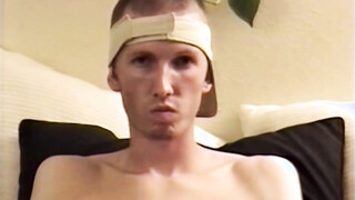 Adorable skinny meat rider masturbates his heavy pecker & cums