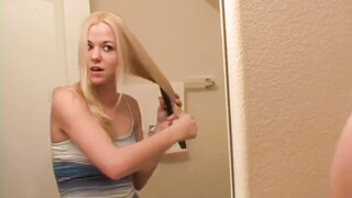 Adorable blonde teen posing for photoshoot