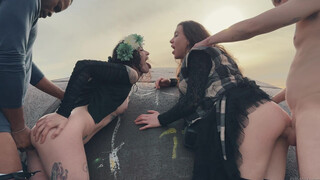 LYDIA & MONIKA Outdoor BJ & Ass Fucking Party
