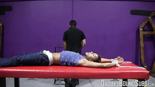 Handsome RT cries out in pain from the flogger in his bare flesh