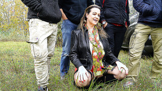 Horny Eva Jayne gets it in every hole outdoors