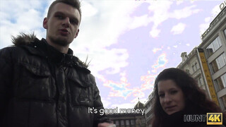 Cameraman fucks comely brunette next to her grumpy cuckold