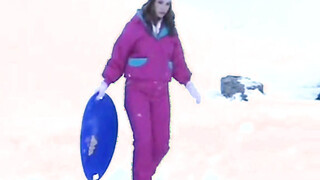 Petite teen masturbates on a cold snowy day