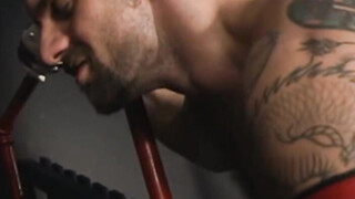 Shane, hard as an aten-inch rock, straddles Dragon & throws one of the best fu