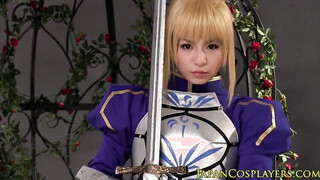 Japanese gorgeous babe in her uniform being pleased