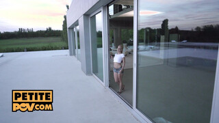 POV - Fuckng petite blonde Nesty on her terrace