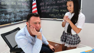 Asian college girl Kimmy Kimm demands her prof's huge dick