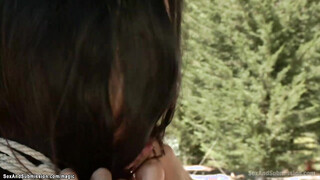 Slim bound MILF screwed outdoors