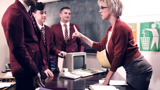 Detention students gangbang their big tits prof Dee Williams after school