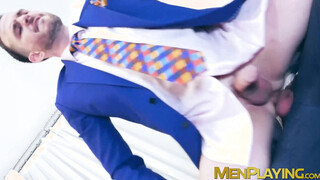 Fingering & ass fucking by suited guys Franky Fox & Charlie Cherry