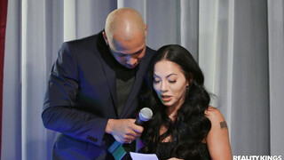 Pretty Asian babe Morgan Lee fucks on a live TV show