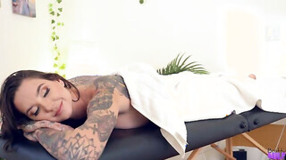 Sore Rocky Emerson accepts her Stepson's massage