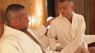 After the sauna, step son gets rammed by stepdad's dong