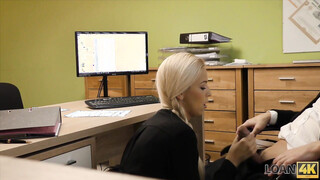 Talented real estate agent Karol has to fuck manager for a credit