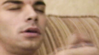 Unshaved young guy tugs raging shaft & cums all over the place