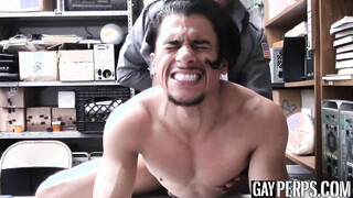 Young latino hunk cums after riding raw police black cock