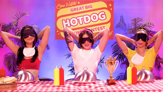 Kinky ebony contestant puts on a strapon to pound her competitors