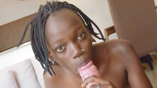 Big ass ebony MILF enjoyed rough sex after guy enjoyed perfect blowjob