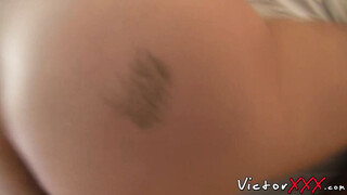 Gay cocksucker cum sprayed after vigorous bareback