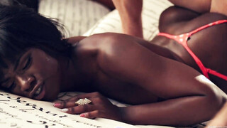 Petite ebony doggystyle banged