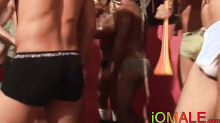 Bald latino hunk leaves party to get facial after bareback