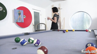 Tattooed girl Olive Glass gets banged on that pool table