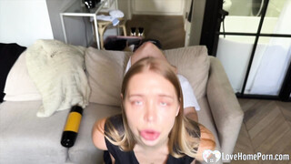 Wanker Jerking Off While Sexy Step Sister Wants to Ride His Meat