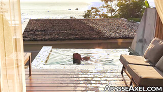 Flexing cursed hole & nipple playing in the pool by hot Axel Abysse