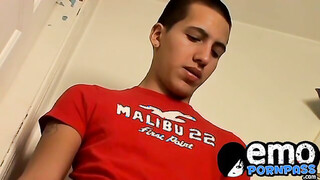 Handsome guy wanks his hard rod in his room all alone