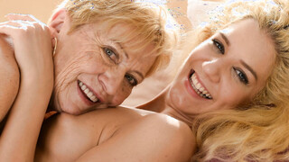 Kinky Old Woman licking Monique Woods's teen muff