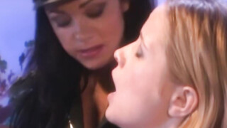 Big ass lesbian submits to paddling by mistress in leather