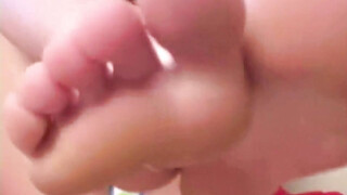 Naughty Denice showed natural tits & Foot Tease closeup